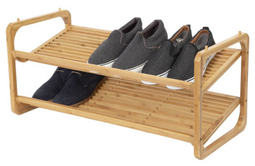 Dvoupatrový botník Compactor UGO z přírodního bambusového dřeva, 75 x 33 x 34   POSLEDNÍ 1 KS