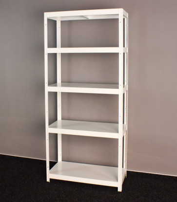 Kovový regál Vega, 5 políc, 180x100x40 cm, 130 kg, biely