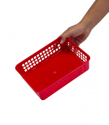 Plastový košík, A5, červený, 24,5x18,5x6 cm - POSLEDNÝCH 8 KS