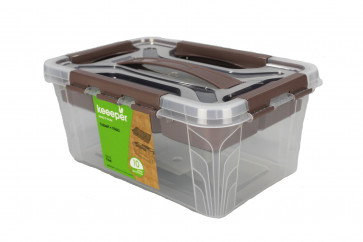 Plastový Clippy box s priehradkou, 4,2 l, priehľadný, 29x19x12,4 cm
