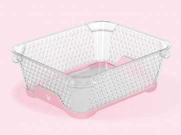 Plastový košík Jonas s protišmykovým dnom, A6, ružový, 20x16x7 cm