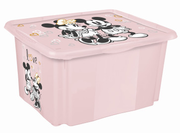 Plastový box Minnie, 45 l, svetlo ružový s vekom, 55,5 x 40 x 30 cm