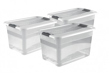 Zvýhodnená sada plastových boxov Crystal 52 l, 3 ks