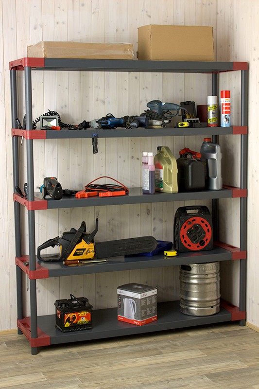 Plastovy Regal Jupiter S 5 Policami Sivocerveny 180x120x46 Cm