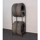 Regál na pneumatiky, čierny, 4 ks pneumatík 44 x 44 x 108 cm