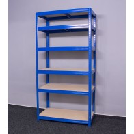 Kovový regál Saturn, 6 políc, 196x100x50 cm, 275 kg, modrý