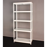 Kovový regál Vega, 5 políc, 180x80x40 cm, 130 kg, biely