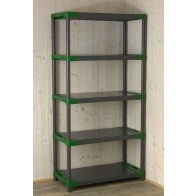 Plastový regál Jupiter s 5 policami, sivozelený, 180 x 90 x 46 cm