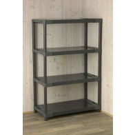 Plastový regál Jupiter so 4 policami, sivý, 138x150x46 cm