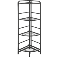 Kovový regál rohový Evolution, čierny, 4 police, 116x35x33 cm