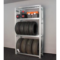 Regál na 8 pneumatík + 2 plné police