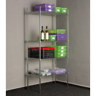 Regál Sirius chrómovaný kovový 201x107x61 cm, 4 police