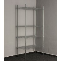 Regál Sirius chrómovaný kovový 201x61x46 cm, 4 police
