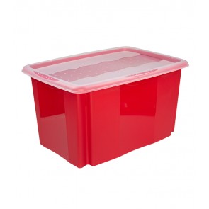 Plastový box Colours, 45l, červený s vrchnákom, 55x39,5x29,5 cm