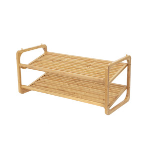 Dvoupatrový botník Compactor UGO z přírodního bambusového dřeva, 75 x 33 x 34   POSLEDNÍ 1 KS