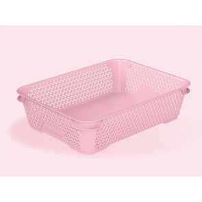 Plastový košík Mirko, A5, ružový, 26,5x20x7 cm - POSLEDNÝCH 16 KS