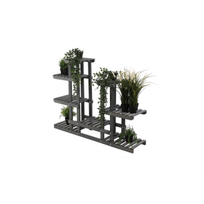 Viacposchodový drevený stojan na kvety, sivý, 95x116x25 cm