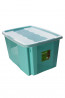 Plastový box Colours, 45l, modrý s vrchnákom, 55x39,5x29,5 cm